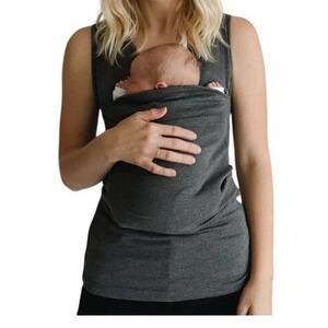 Lalabu Soothe Shirt Tank Top Gray Front Pouch Nursing Babywearing Womens Small
